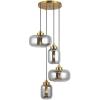 SAFAVIEH Lighting Collection Equinox Smoke Grey/Brass 4-Light Adjustable Pendant Hanging Light Fixture, Ideal for Dining Room, Kitchen Island, Entryway (LED Bulbs Included)