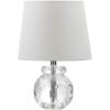 SAFAVIEH Lighting Collection Eunice Modern Glam Clear Crystal 13-inch Bedroom Living Room Home Office Desk Nightstand Round Table Lamp (LED Bulb Included)