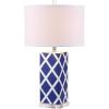 SAFAVIEH Lighting Collection Garden Lattice Trellis Modern Contemporary Light Blue 27-inch Bedroom Living Room Home Office Desk Nightstand Table Lamp (LED Bulbs Included)(Navy)