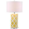 SAFAVIEH Lighting Collection Garden Lattice Trellis Modern Contemporary Light Blue 27-inch Bedroom Living Room Home Office Desk Nightstand Table Lamp (LED Bulbs Included)(Yellow)