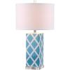 SAFAVIEH Lighting Collection Garden Lattice Trellis Modern Contemporary Light Blue 27-inch Bedroom Living Room Home Office Desk Nightstand Table Lamp (LED Bulbs Included)(Light Blue)