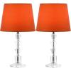 SAFAVIEH Lighting Collection Harlow Modern Glam Tiered Crystal/ Grey Shade 16-inch Bedroom Living Room Home Office Desk Nightstand Table Lamp Set of 2 (LED Bulbs Included)(Clear/Orange – Set of 2)