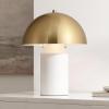 SAFAVIEH Lighting Collection JOVE Modern White/Brass Metal Dome Shade 18-inch Table Lamp (LED Bulb Included)