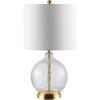SAFAVIEH Lighting Collection Lovell Clear Glass/ Gold 22-inch Bedroom Living Room Home Office Desk Nightstand Table Lamp (LED Bulb Included)