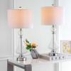 SAFAVIEH Lighting Collection Mercury Crackle Glass/ Black Shade 26-inch Bedroom Living Room Home Office Desk Nightstand Table Lamp Set of 2 (LED Bulbs Included)(Clear/White – Set of 2)
