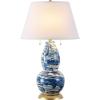 SAFAVIEH Lighting Collection Modern Swirls Blue/ White 29-inch Bedroom Living Room Home Office Desk Nightstand Table Lamp (LED Bulbs Included)(Navy/White)