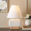SAFAVIEH Lighting Collection Naira White Marble/Natural 17-inch Table Lamp (LED Bulb Included)