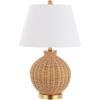SAFAVIEH Lighting Collection Nobuo Natural/Brass 23-inch Table Lamp (LED Bulb Included)