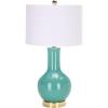 SAFAVIEH Lighting Collection Paris Modern Emerald Green Ceramic 28-inch Bedroom Living Room Home Office Desk Nightstand Table Lamp (LED Bulb Included)(Emerald)
