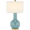 SAFAVIEH Lighting Collection Paris Modern Emerald Green Ceramic 28-inch Bedroom Living Room Home Office Desk Nightstand Table Lamp (LED Bulb Included)(Light Blue)