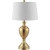 SAFAVIEH Lighting Collection Poppy Modern Contemporary Brass Iron 28-inch Bedroom Living Room Home Office Desk Nightstand Table Lamp (LED Bulb Included)(Brass)