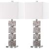 SAFAVIEH Lighting Collection Rafferty Coastal Cream Shell 31-inch Bedroom Living Room Home Office Desk Nightstand Table Lamp Set of 2 (LED Bulbs Included)
