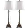 SAFAVIEH Lighting Collection Rimini Traditional Rustic Farmhouse Antique Silver 34-inch Bedroom Living Room Home Office Desk Nightstand Table Lamp Set of 2 (LED Bulbs Included)