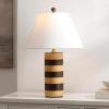 SAFAVIEH Lighting Collection Shea Light Brown & Dark Brown Stripe 24-inch Table Lamp for Bedroom, Living Room, Home Office, Desk, Nightstand (LED Bulb Included)(Light Brown/Dark Brown)