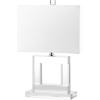 SAFAVIEH Lighting Collection Town Square Modern Square Crystal 21-inch Bedroom Living Room Home Office Desk Nightstand Table Lamp (LED Bulb Included)(Clear/White)