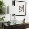 SAFAVIEH Lighting Collection Town Square Modern Square Crystal 21-inch Bedroom Living Room Home Office Desk Nightstand Table Lamp (LED Bulb Included)(Clear/White – with USB)