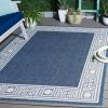 SAFAVIEH Washable Rug Outdoor Beach House Collection – 8′ x 10′, Blue & Ivory, Non-Shedding & Easy to Clean, Ideal for Patio, Backyard, Mudroom (BHS276M)(Blue/Ivory)
