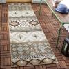SAFAVIEH Washable Rug Outdoor Veranda Collection – 8′ x 11′, Beige & Grey, Non-Shedding & Easy to Clean, Ideal for Patio, Backyard, Mudroom (VER097-3413)(Creme/Brown)