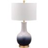 Safavieh Lighting Collection Alfio Navy / White 28-inch Bedroom Living Room Home Office Desk Nightstand Table Lamp (LED Bulb Included)(Navy/Gold)