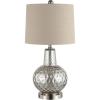 Safavieh Lighting Collection Atlas Luster Crackle/ Light Grey Shade 24-inch Bedroom Living Room Home Office Desk Nightstand Table Lamp (LED Bulb Included)(Mercury)