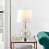 Safavieh Lighting Collection Atlas Luster Crackle/ Light Grey Shade 24-inch Bedroom Living Room Home Office Desk Nightstand Table Lamp (LED Bulb Included)(Luster Glass)