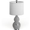 Safavieh Lighting Collection Clarabel Silver Chrome Studded 20-inch Bedroom Living Room Home Office Desk Nightstand Table Lamp (LED Bulb Included)