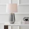 Safavieh Lighting Collection Stark Plated Silver 28-inch Bedroom Living Room Home Office Desk Nightstand Table Lamp (LED Bulb Included)(Silver)