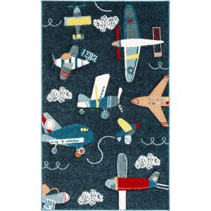 SAFAVIEH Carousel Kids Collection Accent Rug – 4′ x 6′, Ivory & Blue, Non-Shedding & Easy Care, Ideal for High Traffic Areas for Boys & Girls in Playroom, Nursery, Bedroom (CRK167A)(Navy/Ivory)