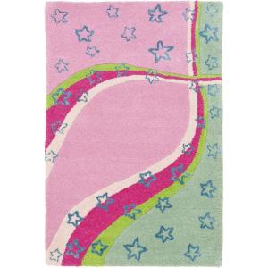 SAFAVIEH Kids Collection Accent Rug – 3′ x 5′, Green & Pink, Handmade Stars Wool, Ideal for High Traffic Areas in Entryway, Living Room, Bedroom (SFK338A)(Green/Pink)