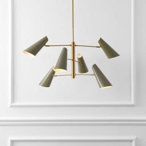 SAFAVIEH Lighting – Atena 6-Light Chandelier – Brass & Green Adjustable Pivoting Heads – 39-Inch Wide Modern Ceiling Fixture for Dining Room, Foyer (CHA4082A)(Brass/Green)