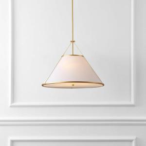 SAFAVIEH Lighting – Lainey Pendant Hanging Light Fixture – White & Gold Iron – Ideal for Kitchen Island, Dining Room, LED Bulbs Included (PND4219A)(White/Gold)