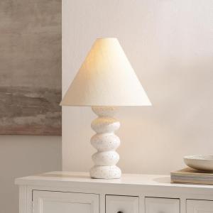 SAFAVIEH Lighting – Luana 24-Inch Table Lamp – White Resin & Oatmeal Shade – Ideal for Living Room, Bedroom, Nightstand, Reading Nook, LED Bulb Included (TBL4681A)(White)