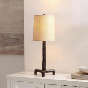 SAFAVIEH Lighting – Soline 24-Inch Table Lamp – Black Iron & Natural Shade – Ideal for Living Room, Bedroom, Nightstand, Reading Nook, LED Bulb Included (TBL4667A)(Black/Natural)