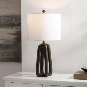 SAFAVIEH Lighting Collection – Anine Black Resin Table Lamp, 26″ Decorative Accent Light with Fabric Shade, E26 Bulb Compatible (TBL4654A)(Black)