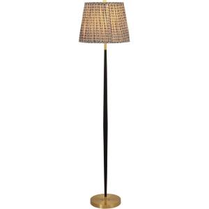 SAFAVIEH Lighting Collection – Carlyle Black & Brass Metal Floor Lamp, 66-Inch Tall Modern Standing Lamp with Patterned Fabric Shade & Rotary Switch (FLL4147A)(Black/Brass)