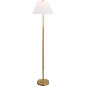 SAFAVIEH Lighting Collection – Christin Brass & Natural Rattan Floor Lamp, 68-Inch Tall Modern Standing Lamp with Empire Shade & Pull Chain (FLL4151A)(Brass/Natural)