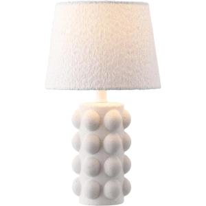 SAFAVIEH Lighting Collection – Milou White 18 Inch Ceramic Table Lamp with Textured Fabric Shade, Modern Accent Lighting, Bulb Included (TBL4685A)(White)