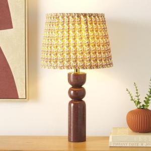 SAFAVIEH Lighting Collection – Suraya Deep Red Marble Table Lamp, 24″ Modern Accent Light with Patterned Fabric Shade, E26 Bulb Compatible (TBL2017A)(Deep Red)