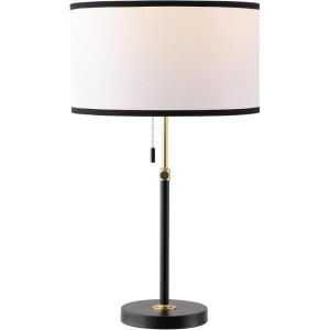 SAFAVIEH Lighting Collection – Tegan Black & Brass Metal 25 Inch Table Lamp with Drum Shade and Bulb Included, Modern Accent Lighting (TBL4683A)(Black/Brass)