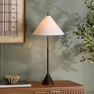 SAFAVIEH Lighting Collection – Troye Antique Silver Metal Table Lamp with White Fabric Shade, 30″ Modern Bedside or Desk Light, E26 Bulb Compatible (TBL8004A)(Antique Silver)