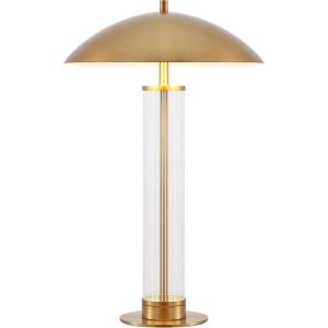 SAFAVIEH Lighting Collection – Tylar Brass Metal & Glass 24 Inch Table Lamp with Dome Shade and Bulb Included, Modern Accent Lighting (TBL4682A)(Brass/Clear)