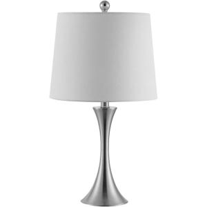 SAFAVIEH Lighting Collection Benita Modern Contemporary Nickel Iron 24-inch Bedroom Living Room Home Office Desk Nightstand Table Lamp (LED Bulb Included)