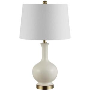 SAFAVIEH Lighting Collection Bowie Cream Ceramic 26-inch Bedroom Living Room Home Office Desk Nightstand Table Lamp (LED Bulb Included)(Cream)