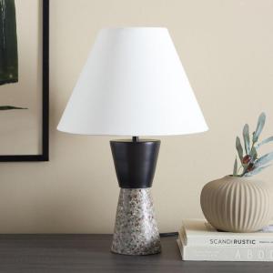 SAFAVIEH Lighting Collection Callie Grey Terrazzo/Black 22-inch Table Lamp (LED Bulb Included)(Grey Terrazzo/Black)