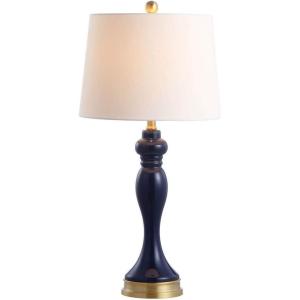 SAFAVIEH Lighting Collection Cayson Modern Contemporary Navy / Gold 29-inch Bedroom Living Room Home Office Desk Nightstand Table Lamp (LED Bulb Included)(Navy/Gold)