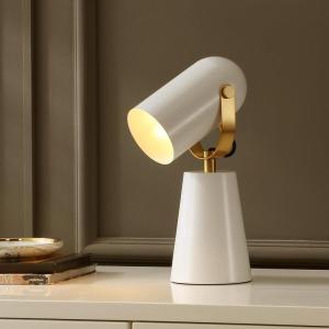 SAFAVIEH Lighting Collection Clarst White/Brass 13-inch Table Lamp (LED Bulb Included)