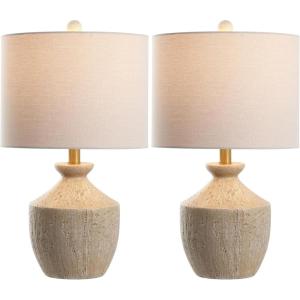 SAFAVIEH Lighting Collection Delacey Light Brown Resin 21-inch Table Lamp Set of 2(Light Brown)