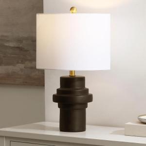 SAFAVIEH Lighting Collection Doni Black/Brass Ceramic 22-inch Table Lamp (LED Bulb Included)