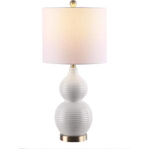 SAFAVIEH Lighting Collection Emery Modern Contemporary Ivory Mosaic Double Gourd 25-inch Bedroom Living Room Home Office Desk Nightstand Table Lamp (LED Bulb Included)