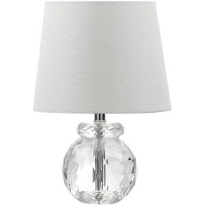 SAFAVIEH Lighting Collection Eunice Modern Glam Clear Crystal 13-inch Bedroom Living Room Home Office Desk Nightstand Round Table Lamp (LED Bulb Included)